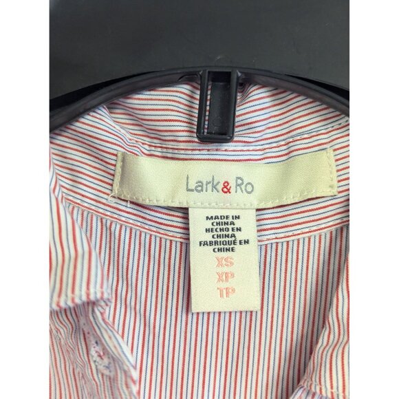 Lark & Ro Womens Striped Button-Up Shirt With Ruffled Sleeves - XS - Picture 3 of 4